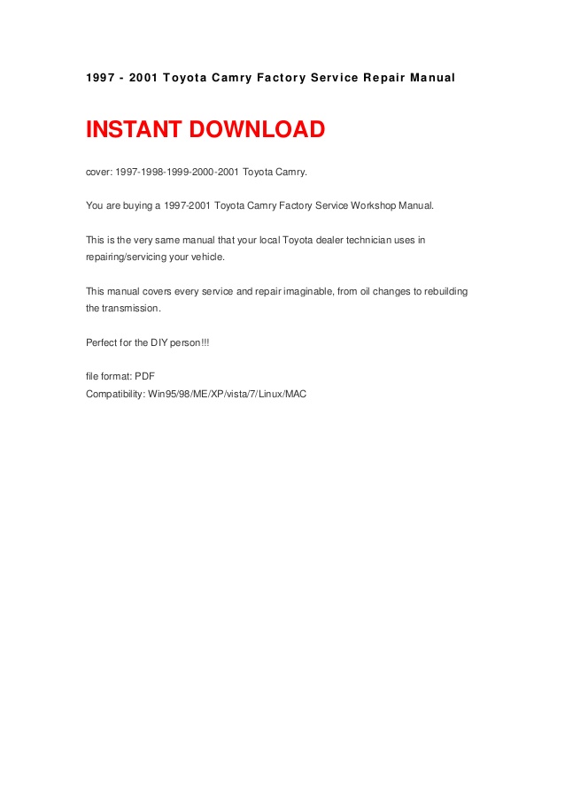 1999 toyota camry factory service manual download windows 7